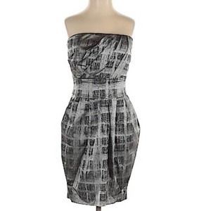 Kenpo girl women's pleated black/silver strapless dress size medium